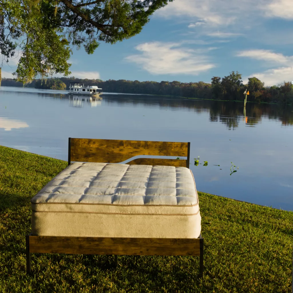 luxury organic bed solapedic emerald choice product shot full view with houseboat square large